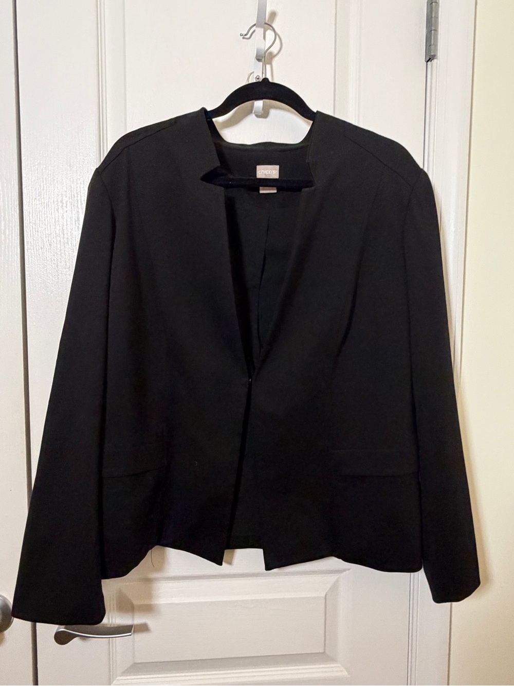 Chico's Black Collarless Open-Front Blazer
